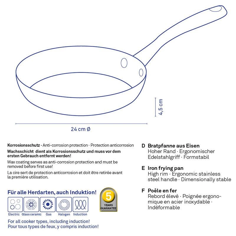 Kela - patelnia żelazna, śred. 24 cm Ferrum