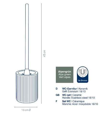 Kela - Szczotka toaletowa alpejska zieleń Ava