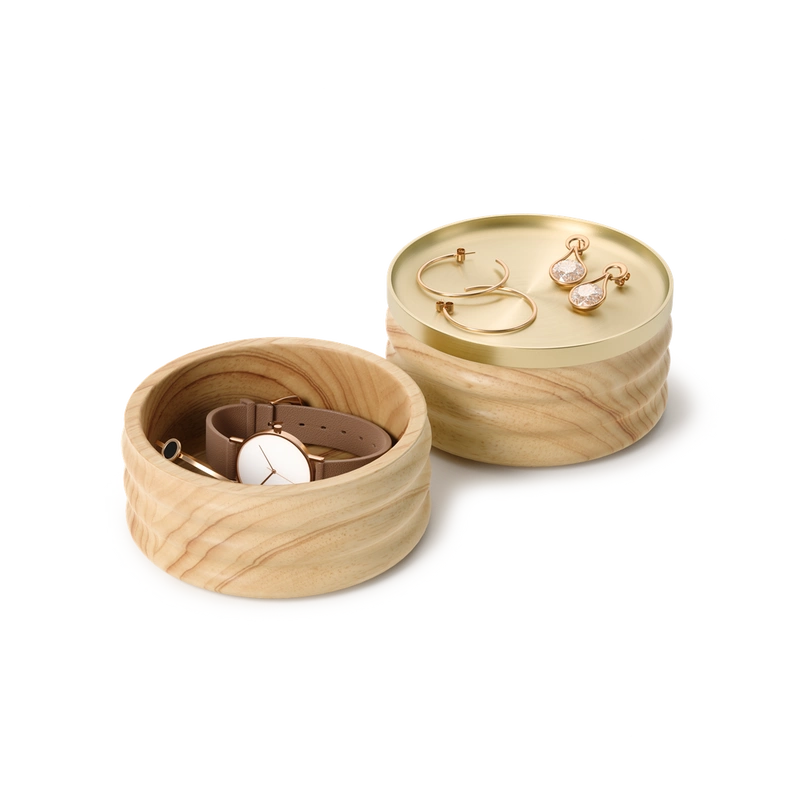 Umbra - Szkatułka drewniana na biżuterię brassTESORA