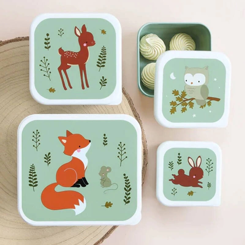 A Little Lovely Company - Lunchboxy dla dzieci FOREST FRIENDS SAGE