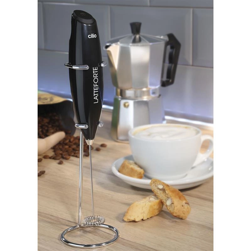 Cilio - spieniacz do mleka na stojaku, 23 cm, czarny matowy Latteforte