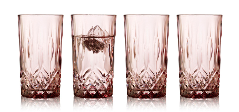 Lyngby Glas - Szklanki do koktajli Sorrento 380 ml 4 sztuki różowe