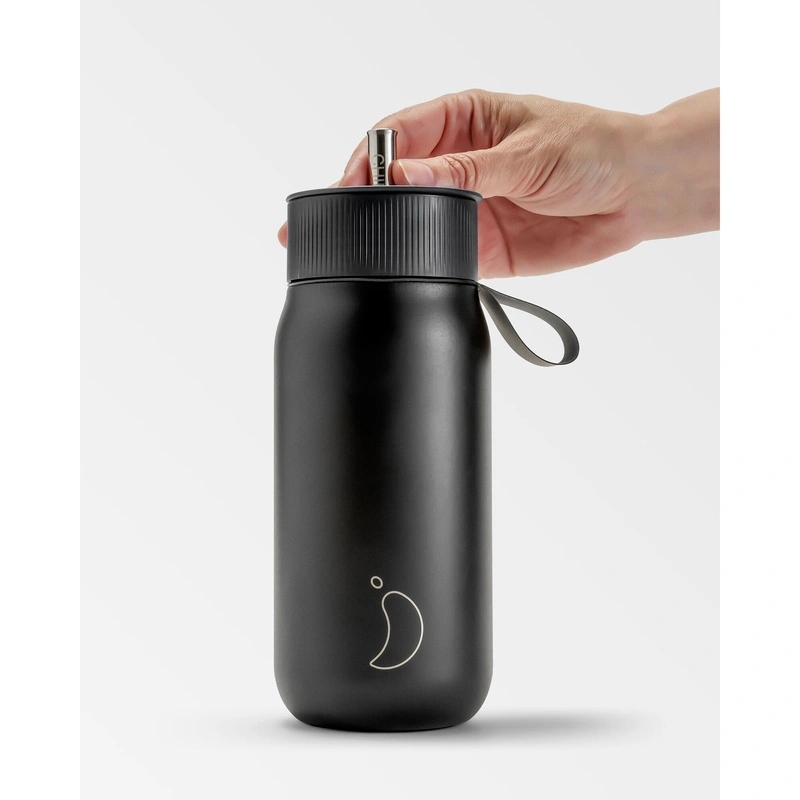 Chilly's Bottles - Termiczny kubek 2w1 ze słomką | 750ml | Czarny