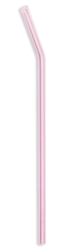 Vialli Design - Słomki szklane różowe zakrzywione 23cm zestaw 6 sztuk ze szczoteczką