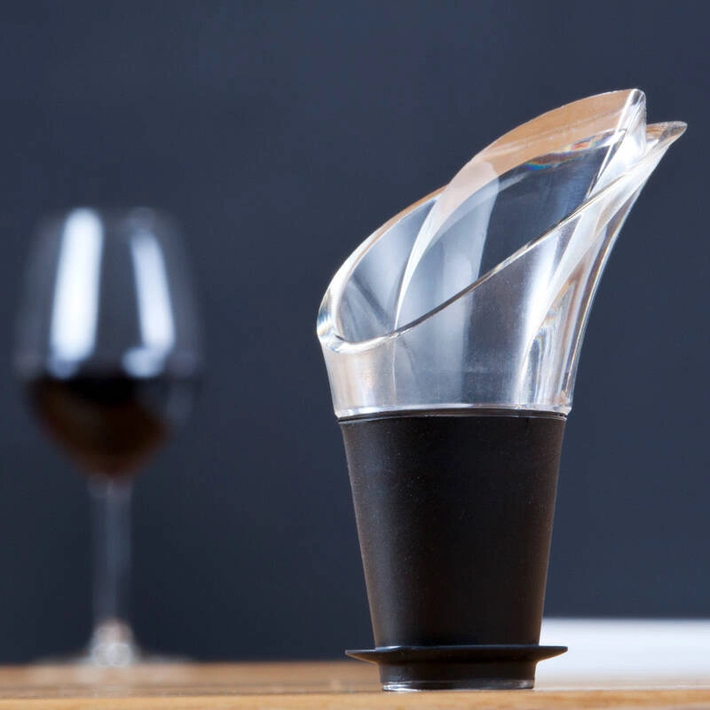 VACU VIN - Nalewak do wina kryształ czarny (zestaw 2 szt)przezroczysty, czarny