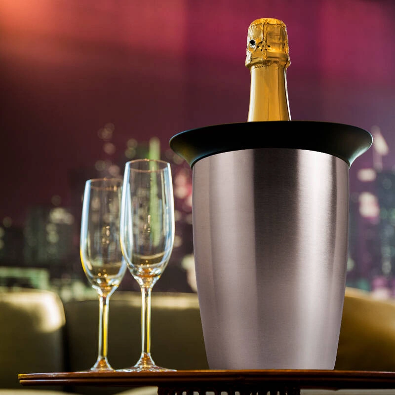 VACU VIN - Aktywny schładzacz do szampana Elegant - stalowysrebrny, czarny