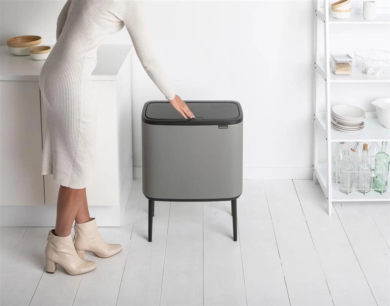 Brabantia - Kosz na śmieci Touch Bin Bo 3 x 11L Mineral Concrete Grey