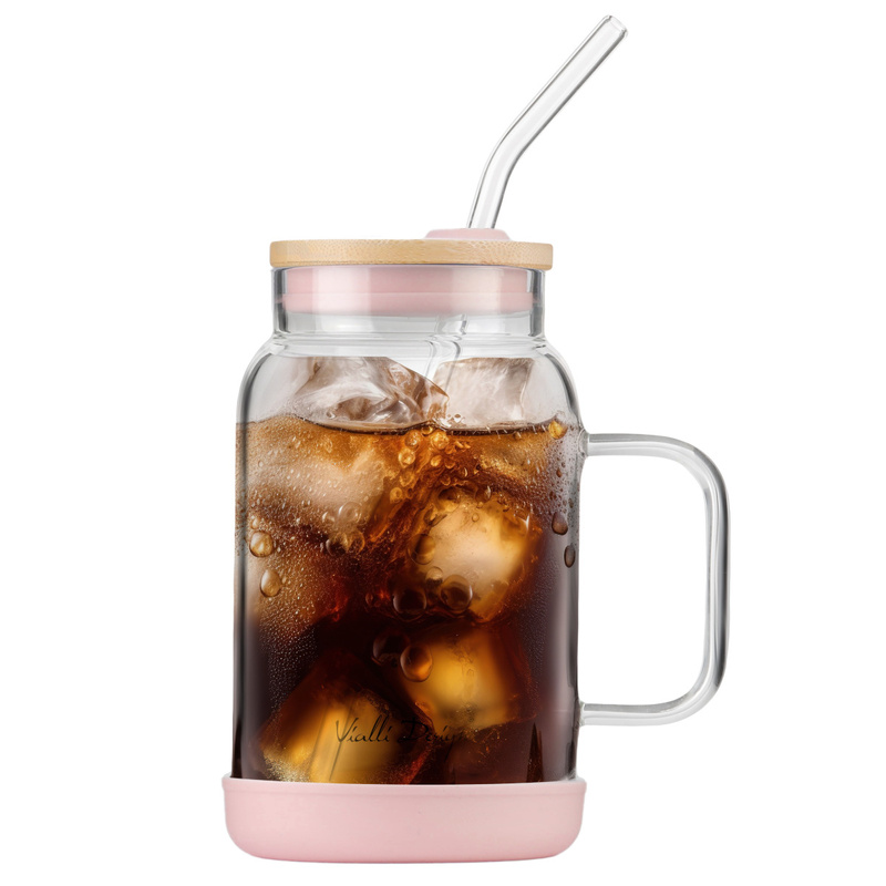 Vialli Design - Słoik ze słomką 600 ml różowy Fuori