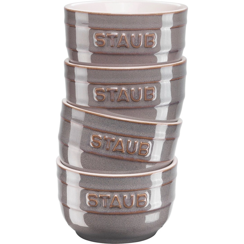 Staub - zestaw 4 ramekinów okrągłych 9 cm, antyczny grafitowy XS-MINIS