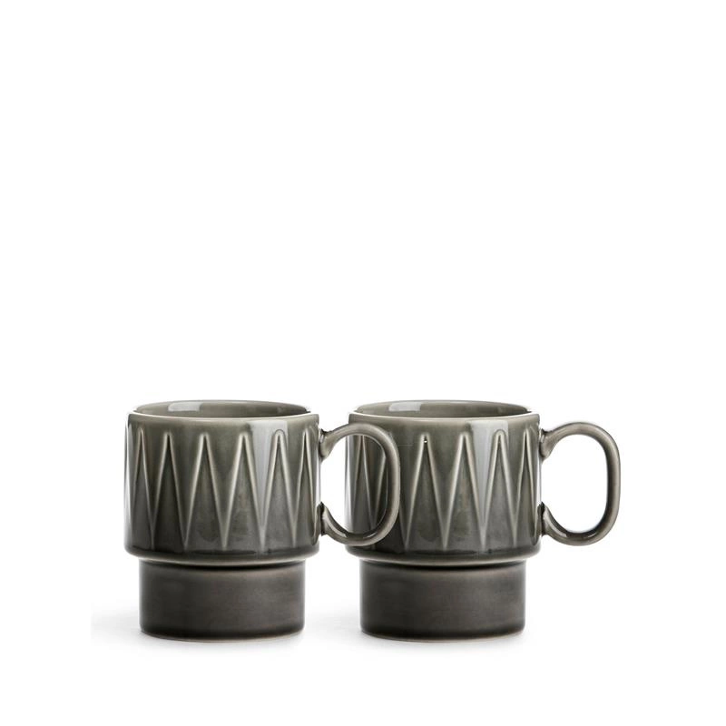 Sagaform - filiżanki do kawy, 2 szt., szare, ceramika, 0,25 l, wys. 9 cm Coffee & More