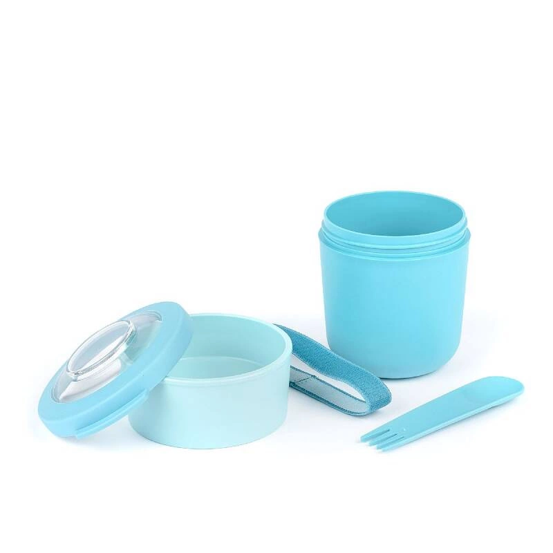 Amuse - pojemnik na jogurt 2w1 ze sztućcem i gumką błękitny