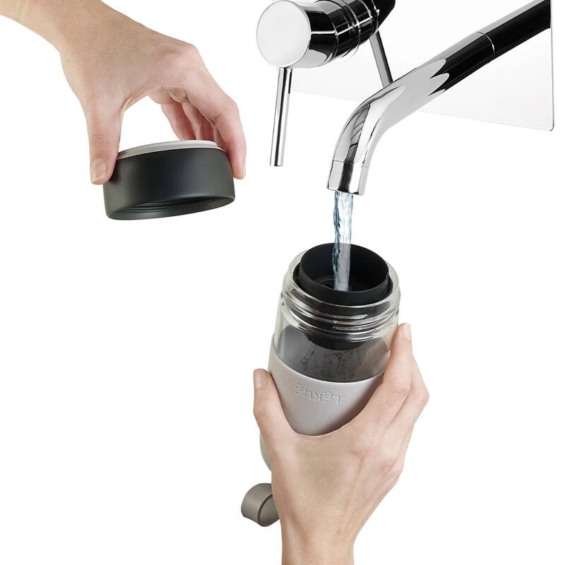 Lekue - Butelka szklana z filtrem TO GO szara