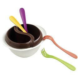 Mastrad - ZESTAW DO CZEKOLADOWEGO FONDUE Z MIKROFALIbiały, brąz, kolorowy
