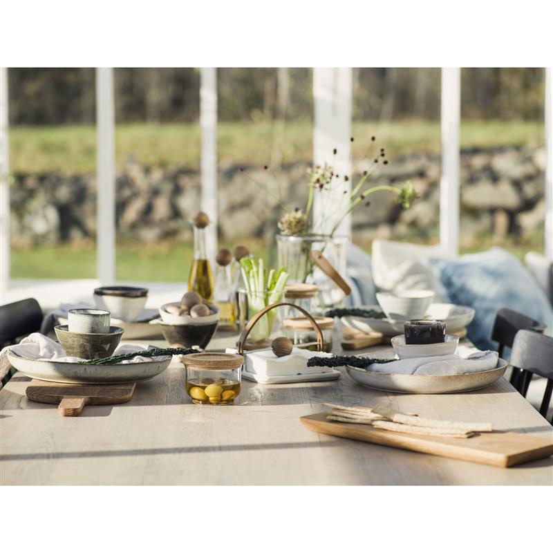 Sagaform - serwetnik, ceramika/drewno dębowe, 19 x 19 x 11,5 cm Nature