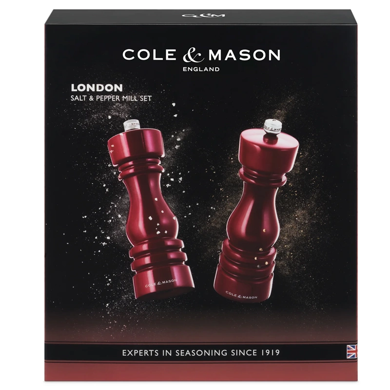 Cole & Mason - Młynek do soli London czerwony połysk 18 cm
