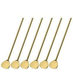 Cilio - łyżeczki koktajlowe ze słomką, 6 szt., 20 cm, stal nierdzewna, kolor złoty Coffee Culture