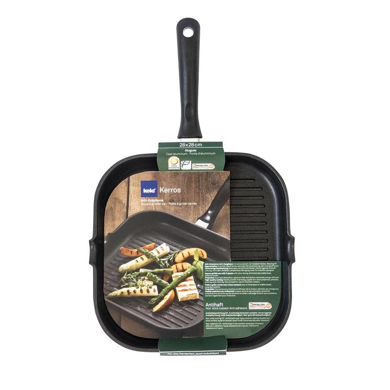 Kela - patelnia grillowa, kwadratowa, 28x28x4 cm Kerros