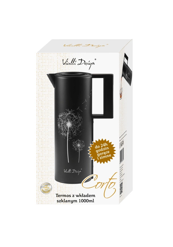 Vialli Design - Termos z wkładem szklanym 1L CORTO czarny