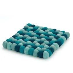 Cilio - podkładka pod gorące naczynia, 21 x 21 cm, owcza wełna, niebieska Lana Azzurro