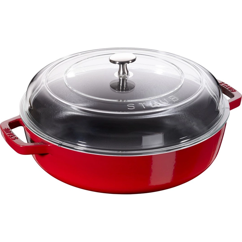 Staub - patelnia żeliwna z pokrywką 28 cm, czerwony
