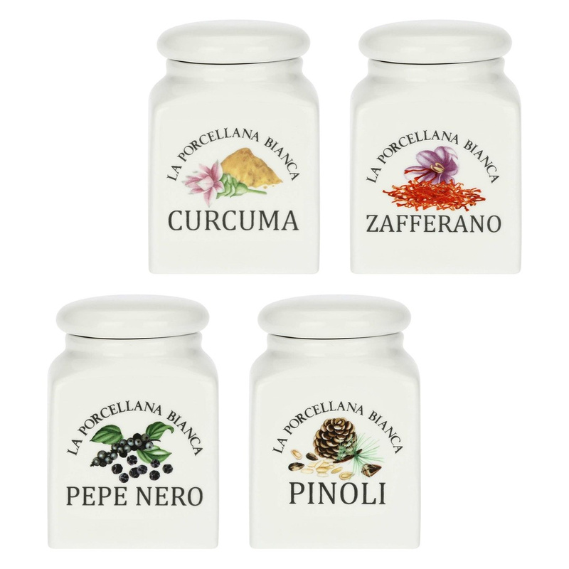 La Porcellana Bianca - zestaw 4 pojemników do przypraw 175 ml Conserva