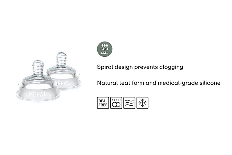 Mepal - Smoczek do karmienia niemowląt z szybkim przepływem 2 szt. Mio