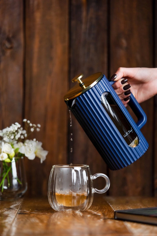 Vialli Design - Zaparzacz do kawy i herbaty 1000 ml Livio indigo