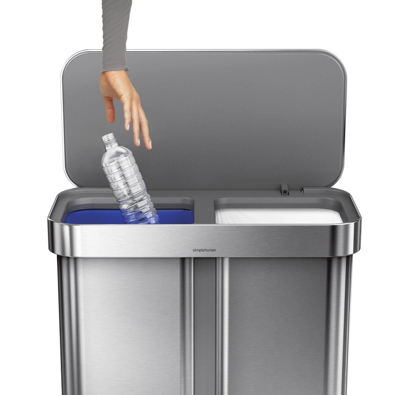 Simple Human - kosz na śmieci 58 l pedałowy Touch-Bar Recycler stal FPP