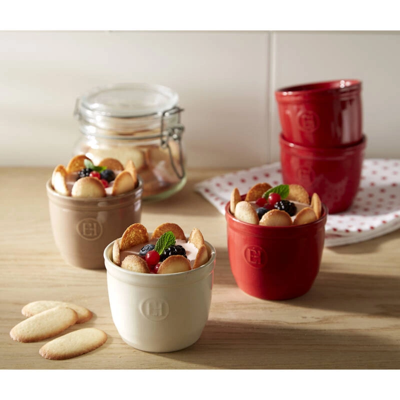 Emile Henry - Zestaw dwóch miseczek do zapiekania typu ramekin - N°8 - biały