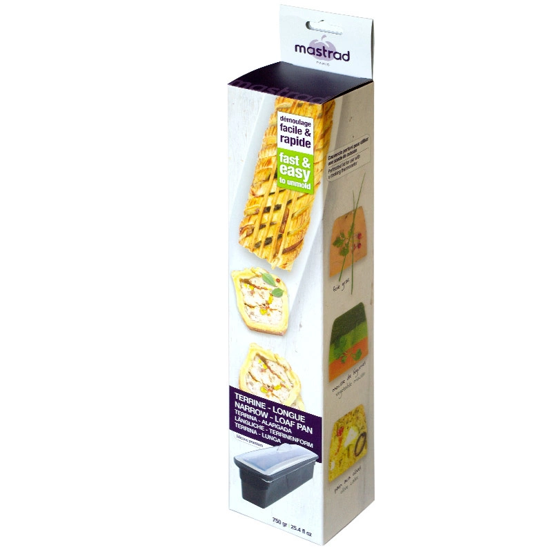 Mastrad - PODŁUŻNA SILIKONOWA FORMA Z POKRYWĄ (KEKSÓWKA)czarna z przeźroczystą pokrywą