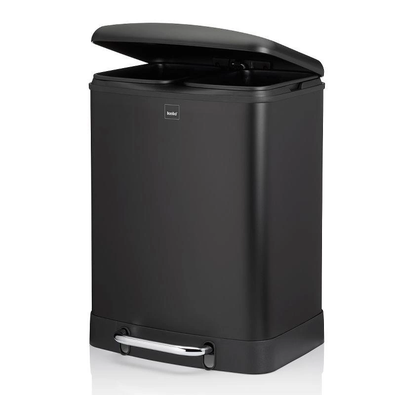 Kela - kosz do segregacji śmieci, 2 x 12 l, 37 x 34 x 50 cm, czarny Davino