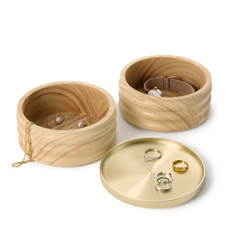 Umbra - Szkatułka drewniana na biżuterię brassTESORA