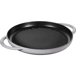 Staub - okrągła patelnia żeliwna grillowa z dwoma uchwytami 30 cm, grafitowy