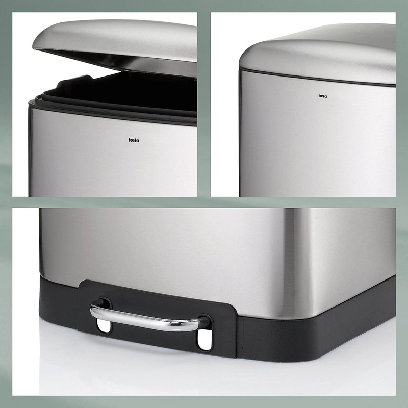 Kela - Kosz stalowy na śmieci 6 l szary Davino