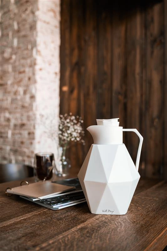 Vialli Design - Termos z wkładem szklanym 1L GEO biały