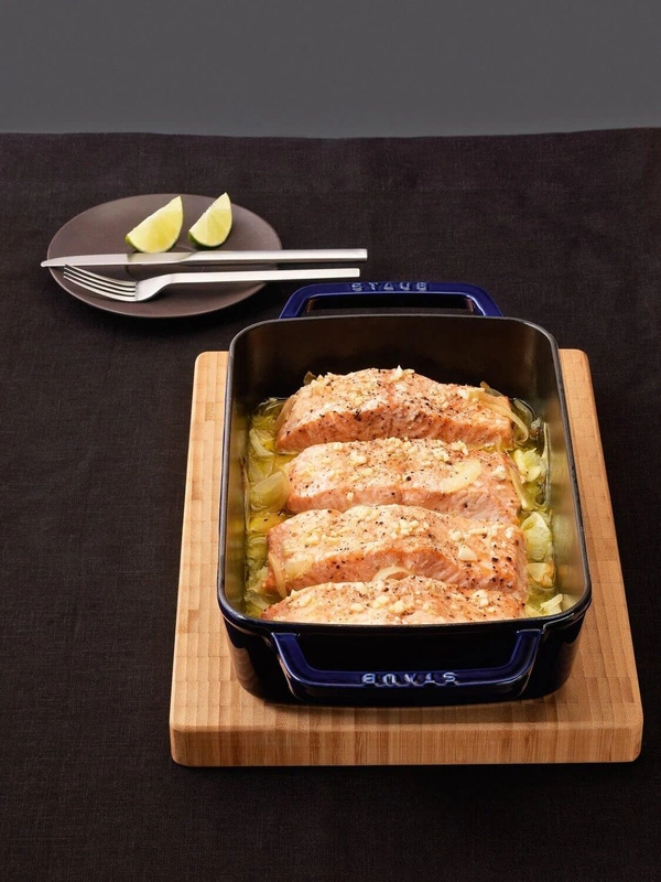 Staub - prostokątny półmisek ceramiczny 400 ml, niebieski