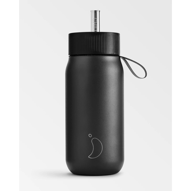 Chilly's Bottles - Termiczny kubek 2w1 ze słomką | 750ml | Czarny
