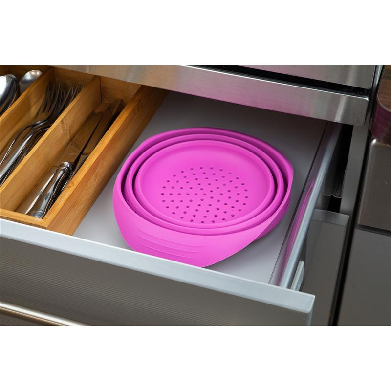 Lurch - cedzak składany, silikon, 19 x 22 x 3,5 cm, 2,0 l, różowy