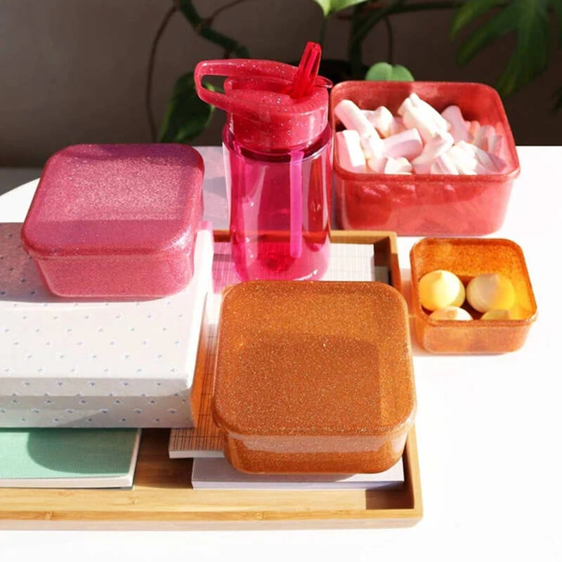 A Little Lovely Company - Lunchboxy dla dzieci GLITTER - AUTUMN PINK