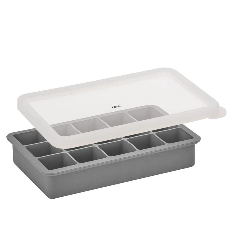 Cilio - silikonowa foremka do lodu z pokrywką, na 15 dużych kostek, 19,5 x 13,5 x 4 cm