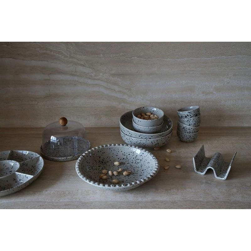 Sagaform - miseczki na przekąski, 2 szt., kamionka, śred. 9 x 5 cm, szare Ditte