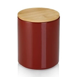 Kela - pojemnik kuchenny, ceramika/bambus, 1,7 l, śred. 14 x 17,5 cm, czerwony Cady