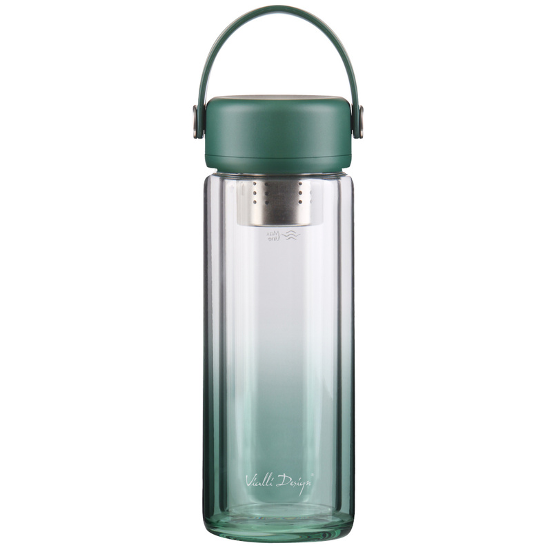 Vialli Design - Butelka z podwójną ścianką i zaparzaczem Fuori 350 ml zielona