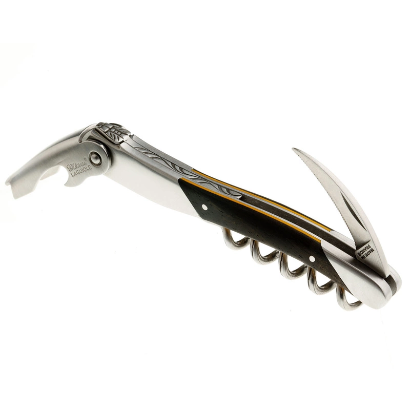 Château Laguiole - Korkociąg Château Laguiole z linii Grand Cru - drewno hebanowe z żółtym akcentem