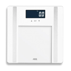 ADE - waga łazienkowa z analizą masy ciała, do 180 kg, 30 x 30 cm, biała