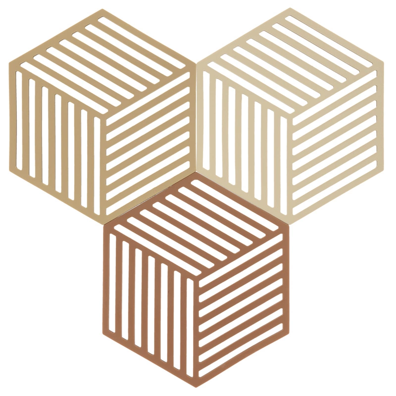 Zone Denmark - Podkładki pod naczynia 3 szt. Hexagon Khaki/Sand/Almond