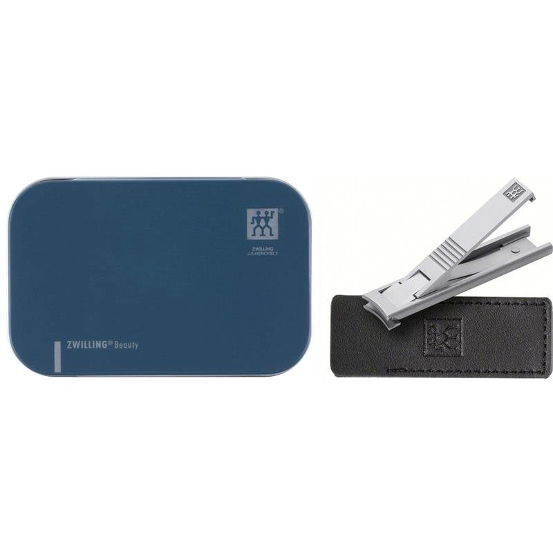 Zwilling - satynowa obcinarka do paznokci - niebieskie etui Twinox