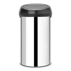 Brabantia - kosz na śmieci Touch Bin - 60 L, stal polerowana - pokrywa czarna