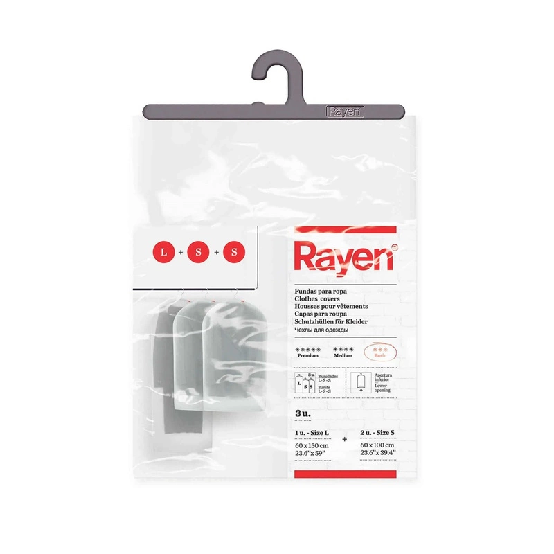 RAYEN - Zestaw 3 pokrowców na odzież (2x S + L)