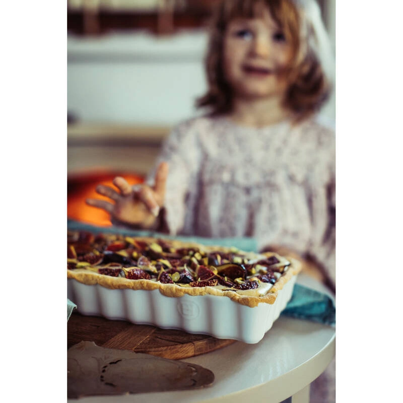 Emile Henry - Prostokątne naczynie do tarty- 36x15x5cm - kremowy